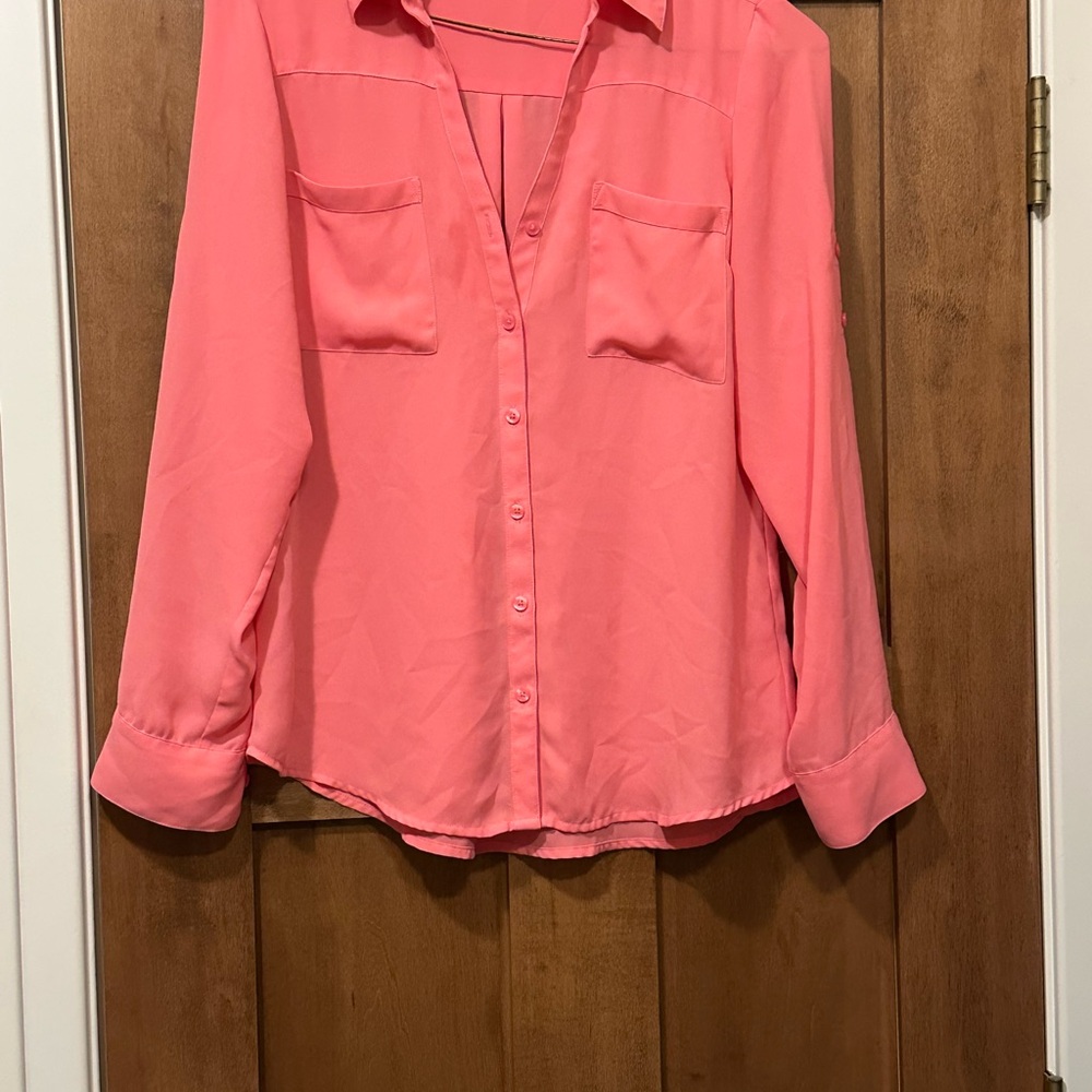 Express Coral Portofino Button-Down Shirt